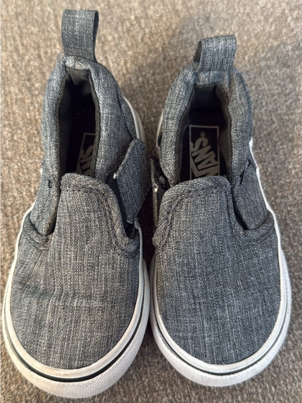 Vans Kids Slip-On Sneakers in Gray Canvas